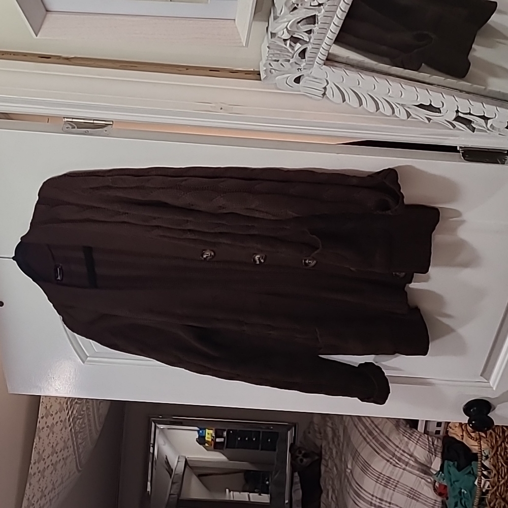 Brown cardigan sweater